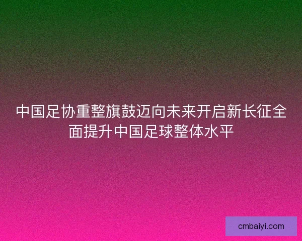中国足协重整旗鼓迈向未来开启新长征全面提升中国足球整体水平